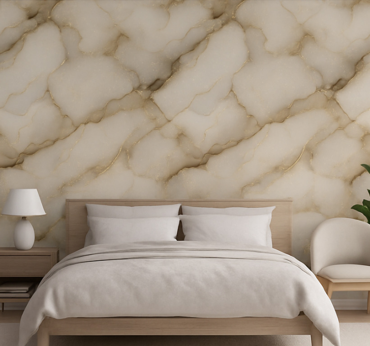 Master bedroom wallpaper luxury white and gold marble - TenStickers