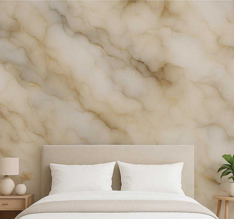 Master bedroom wallpaper marble with gold - TenStickers