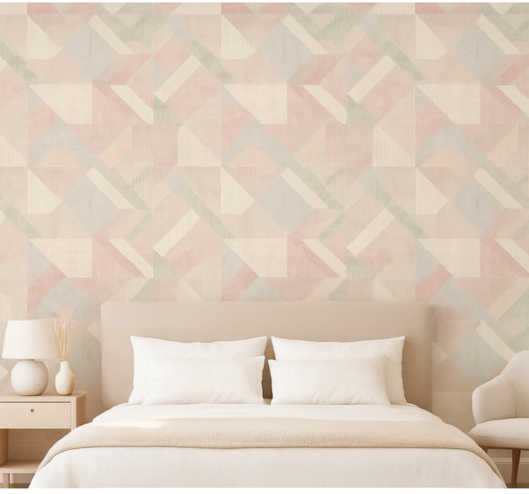 Master bedroom wallpaper pastel woven geometric - TenStickers