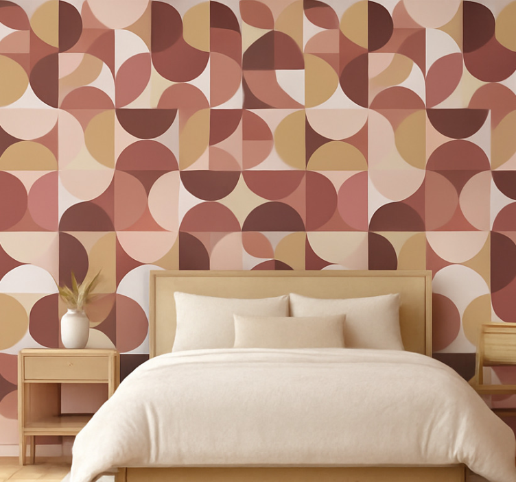 Master bedroom wallpaper retro pink figures design - TenStickers