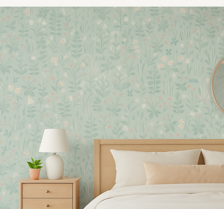 Master bedroom wallpaper scandi floral design - TenStickers