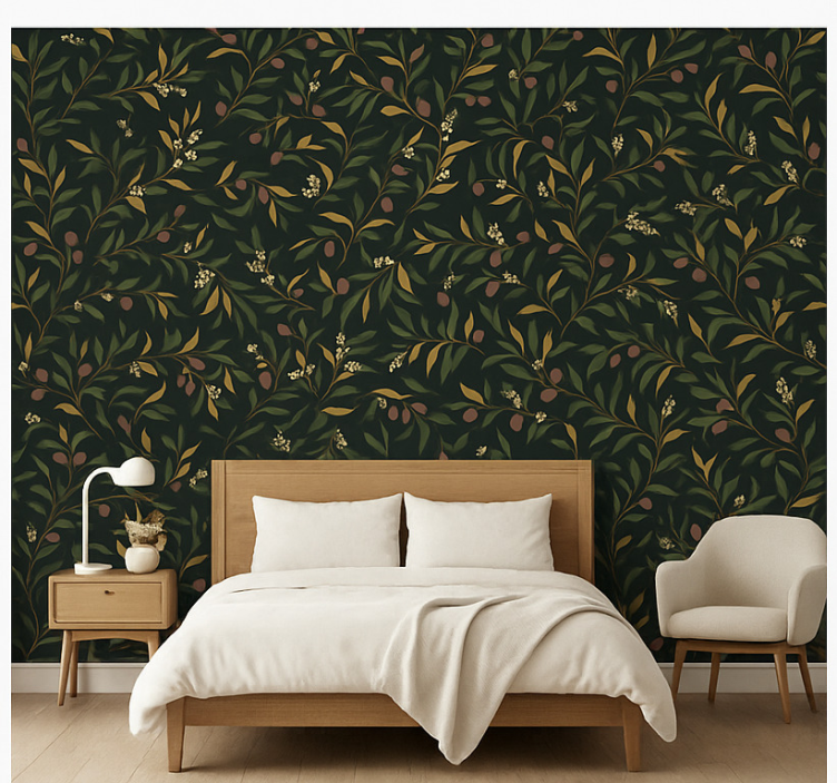 Master bedroom wallpaper simple repetitive floral design - TenStickers