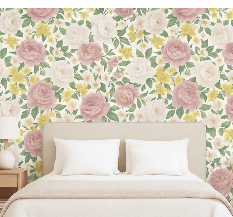 Master bedroom wallpaper smoky mysterious botanical design - TenStickers
