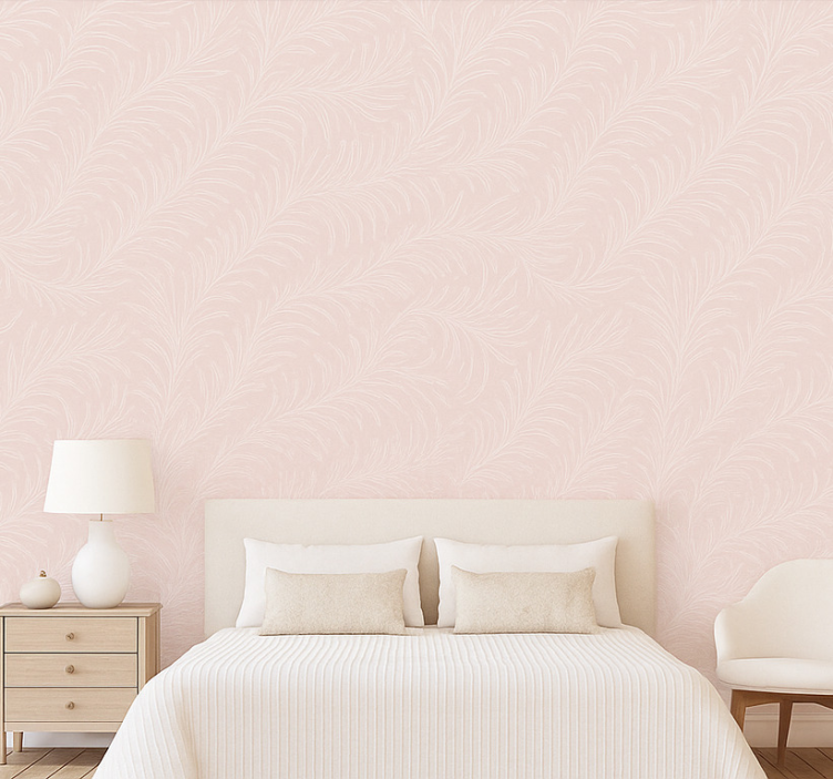 Master bedroom wallpaper soft pink botanical - TenStickers
