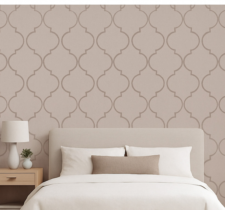 Master bedroom wallpaper taupe linen texture effect - TenStickers