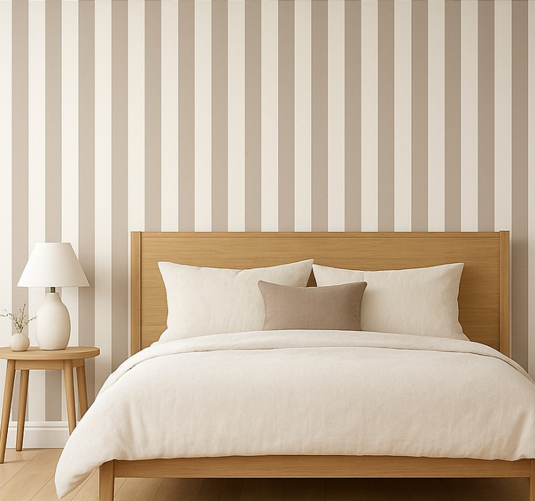 Master bedroom wallpaper taupe stripe - TenStickers