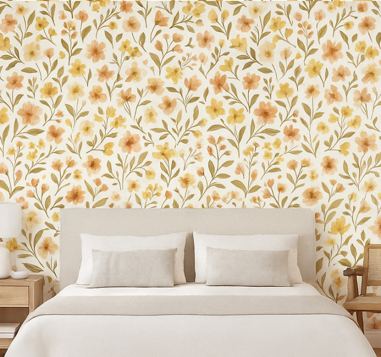 Master bedroom wallpaper vintage floral design - TenStickers