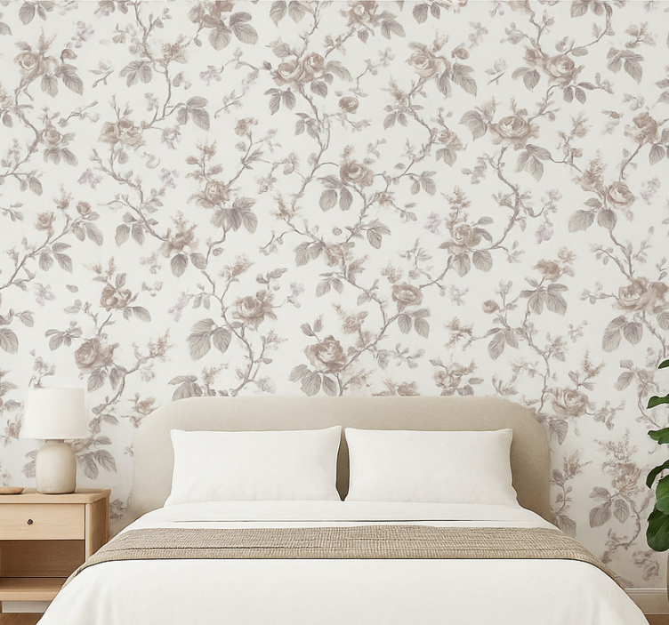 Master bedroom wallpaper vintage french floral design - TenStickers