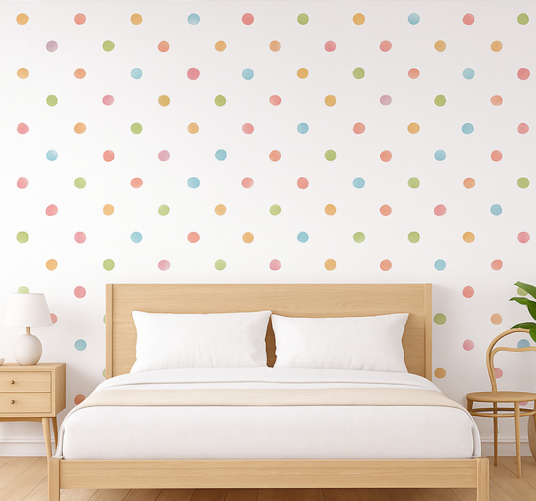Master bedroom wallpaper watercolor polka dot - TenStickers
