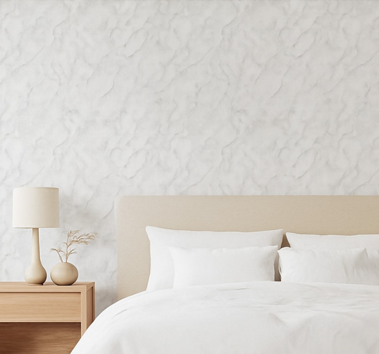 Master bedroom wallpaper white grey marble design - TenStickers