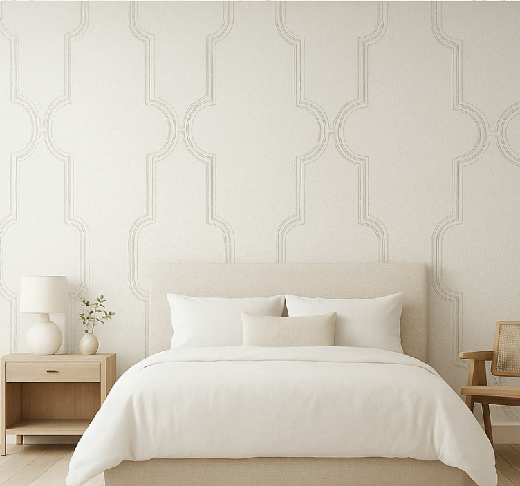 Master bedroom wallpaper white panel - TenStickers