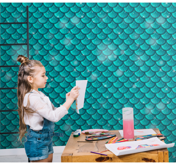 Mermaid blue scales 3D wallpaper - TenStickers