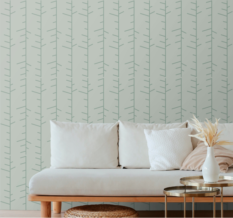 Minimalist green pattern leaf wallpaper - TenStickers