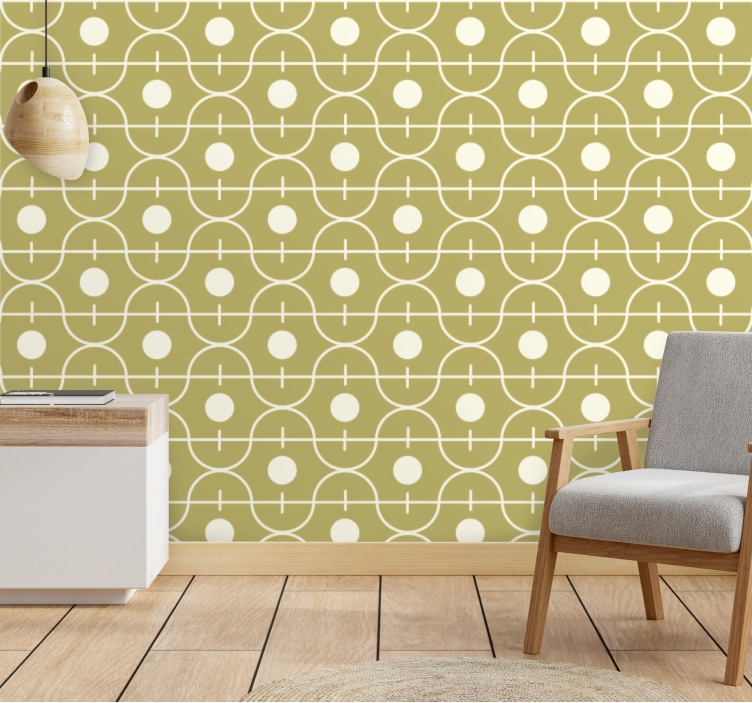 Modern beige pattern polka dot wallpaper - TenStickers