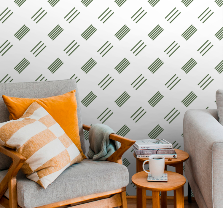 Modern wallpaper in green and white design - TenStickers