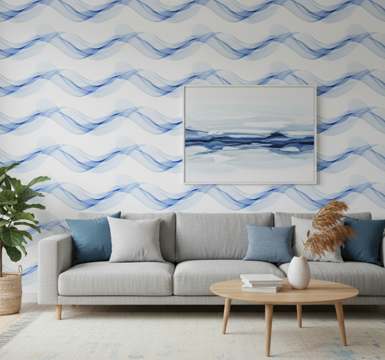 Modern wallpaper abstract blue wave design - TenStickers