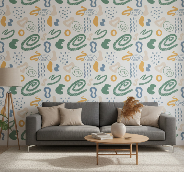Modern wallpaper abstract painted shapes - TenStickers