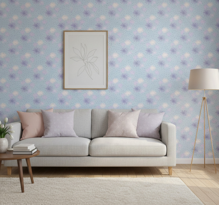 Modern wallpaper dandelion with water droplets - TenStickers