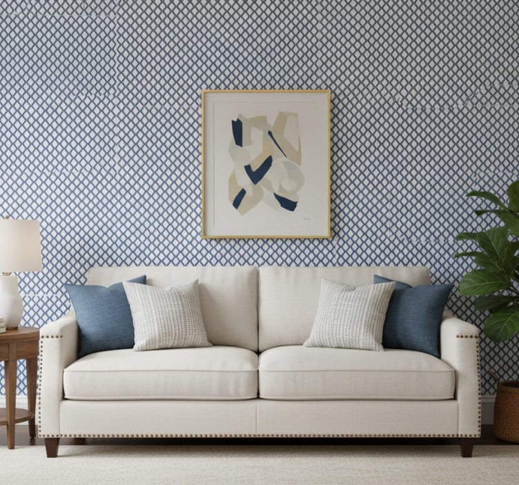 Modern wallpaper diamond pattern hampton style - TenStickers