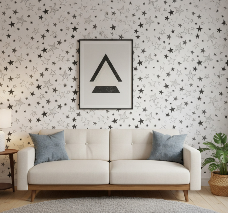 Modern wallpaper dots and stars design - TenStickers