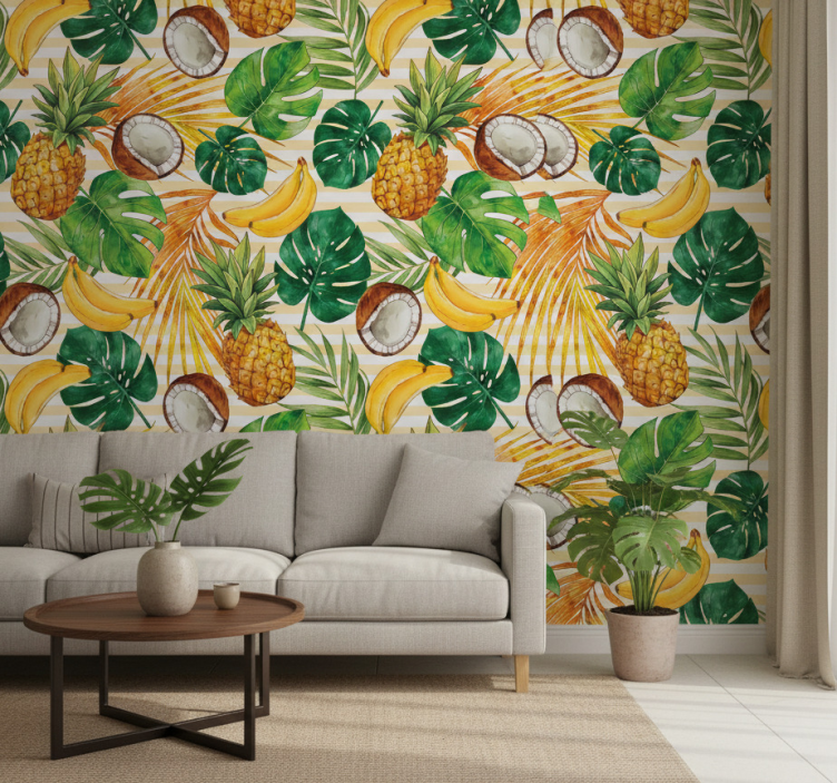 Modern wallpaper hand-painted tropical summer design - TenStickers
