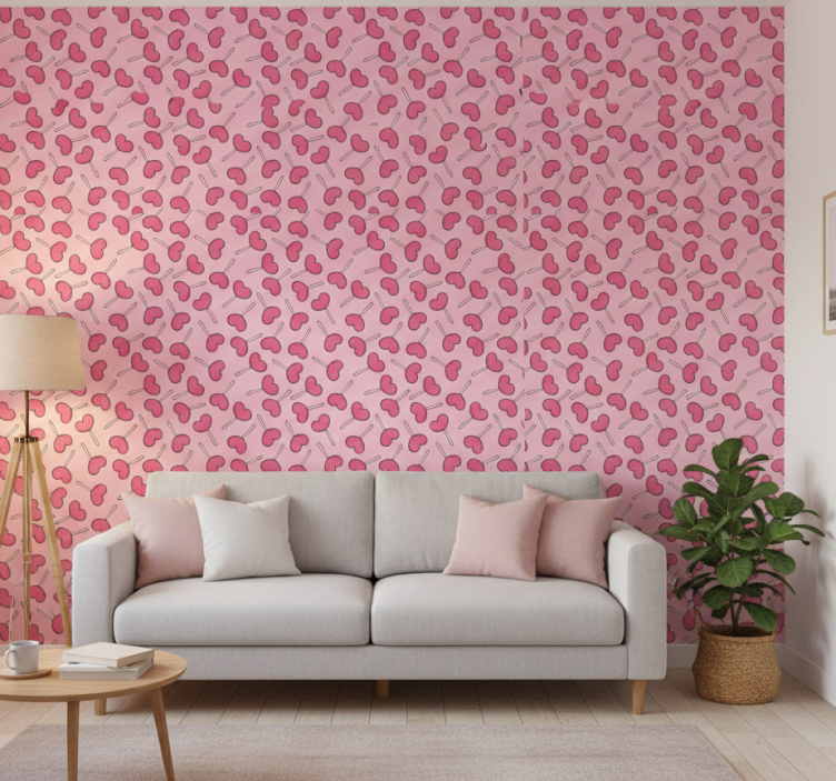 Modern wallpaper hearth-shaped lollipops - TenStickers