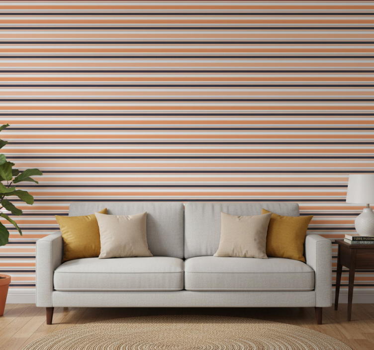 Modern wallpaper horizontal retro pastel stripes - TenStickers