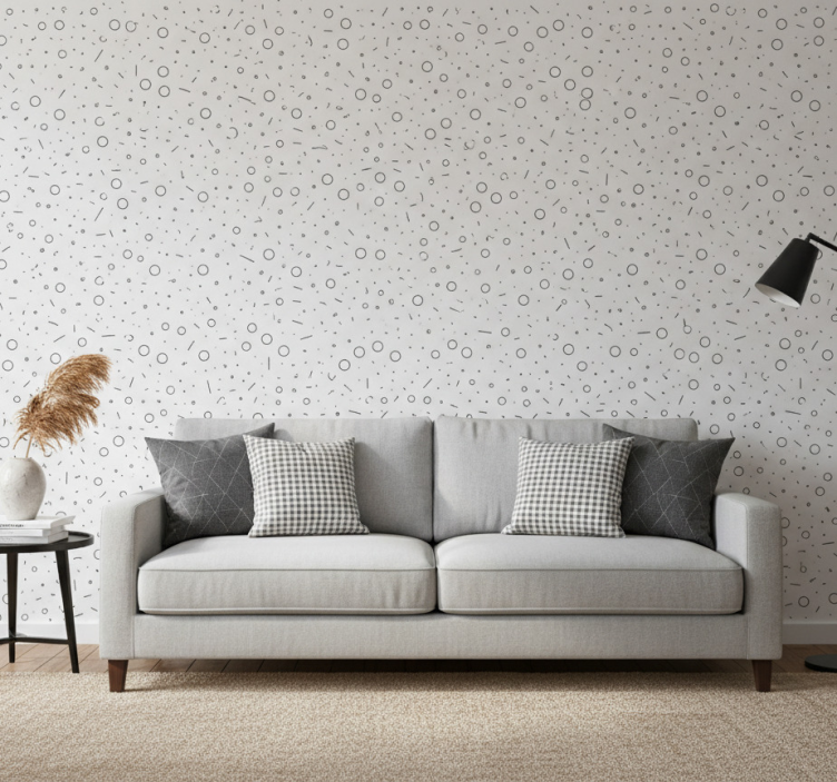 Modern wallpaper in black and white shapes pattern - TenStickers