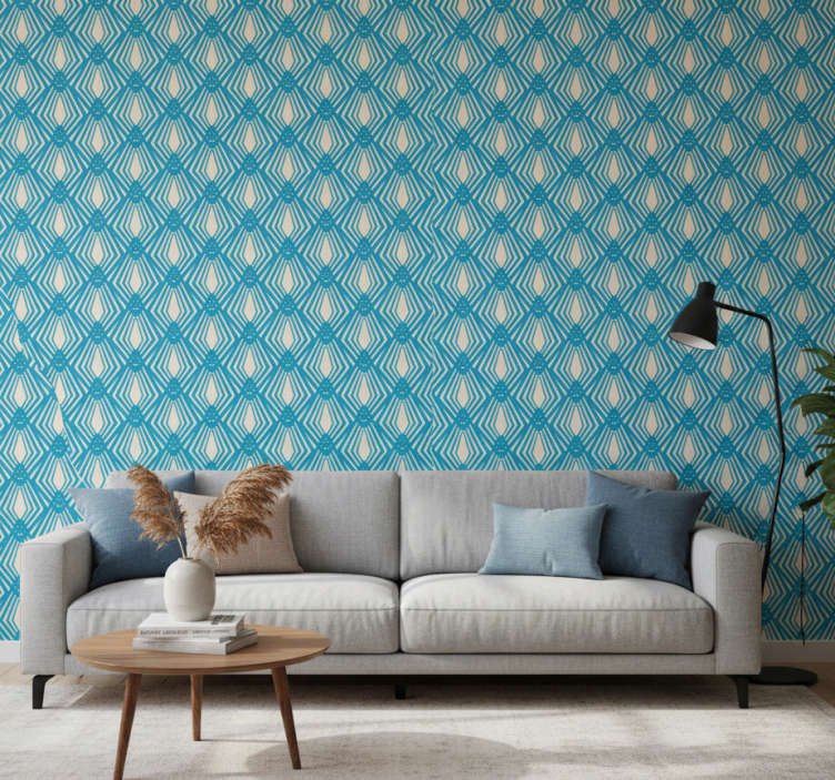 Modern wallpaper in blue abstract minimalist design - TenStickers