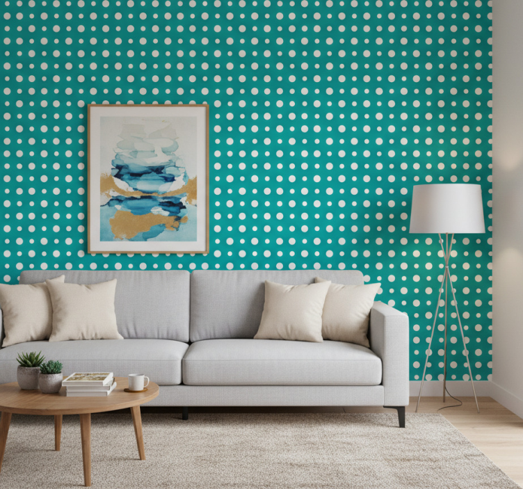 Modern wallpaper in blue polka dot motif - TenStickers