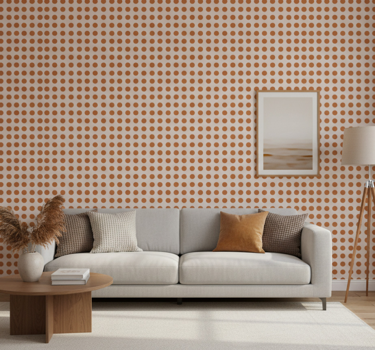 Modern wallpaper in brown polka dots - TenStickers