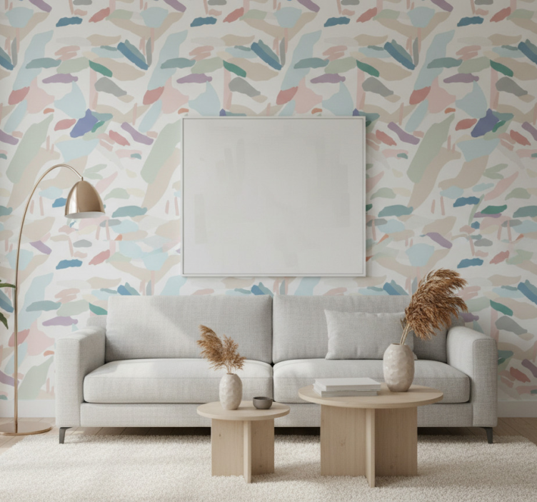 Modern wallpaper in gentle abstract shades - TenStickers