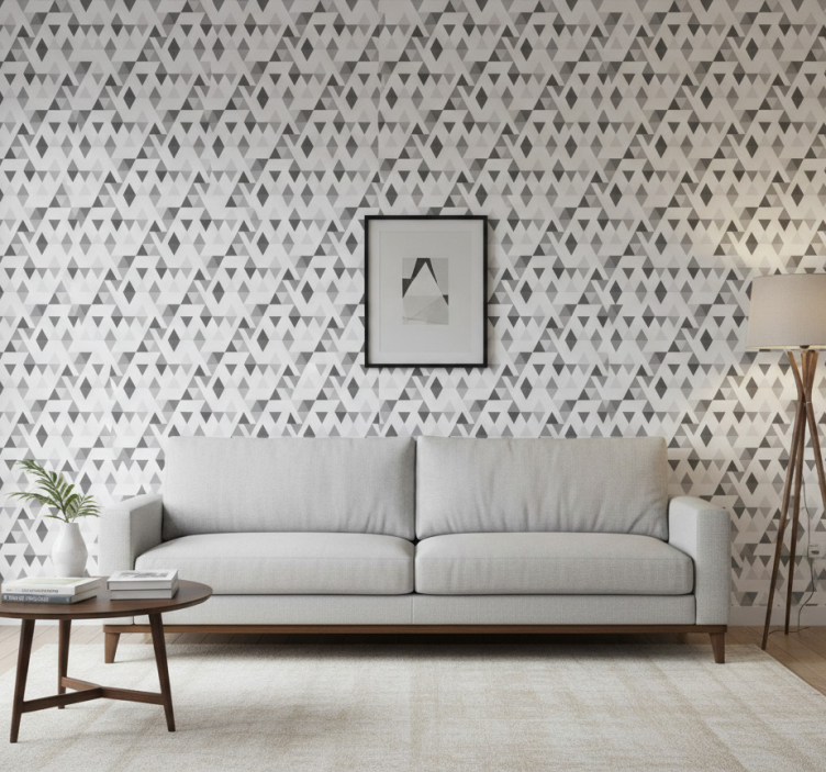 Modern wallpaper in grey triangle pattern - TenStickers