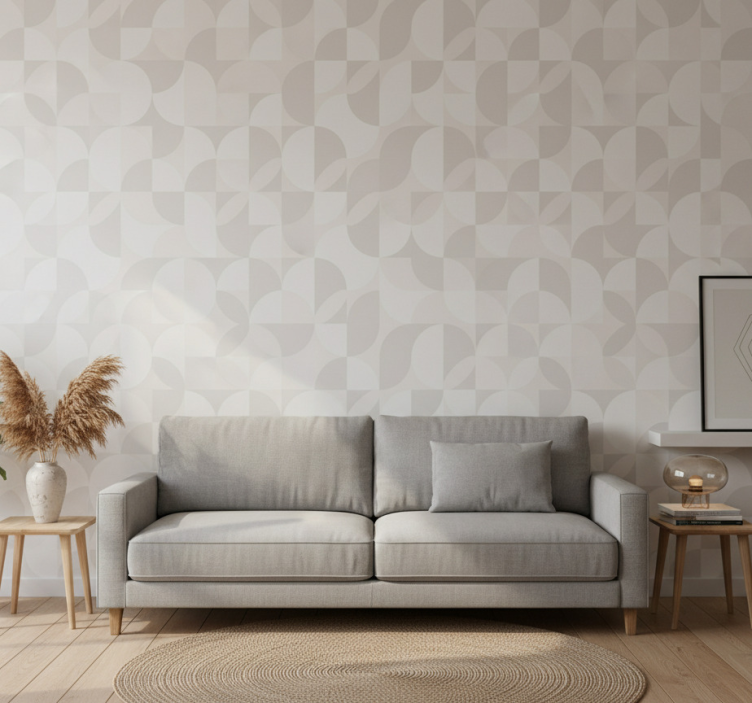 Modern wallpaper in retro white shades - TenStickers