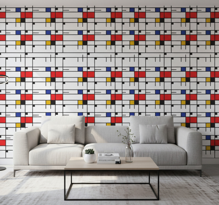 Modern wallpaper inspired by mondrian geometric art - TenStickers