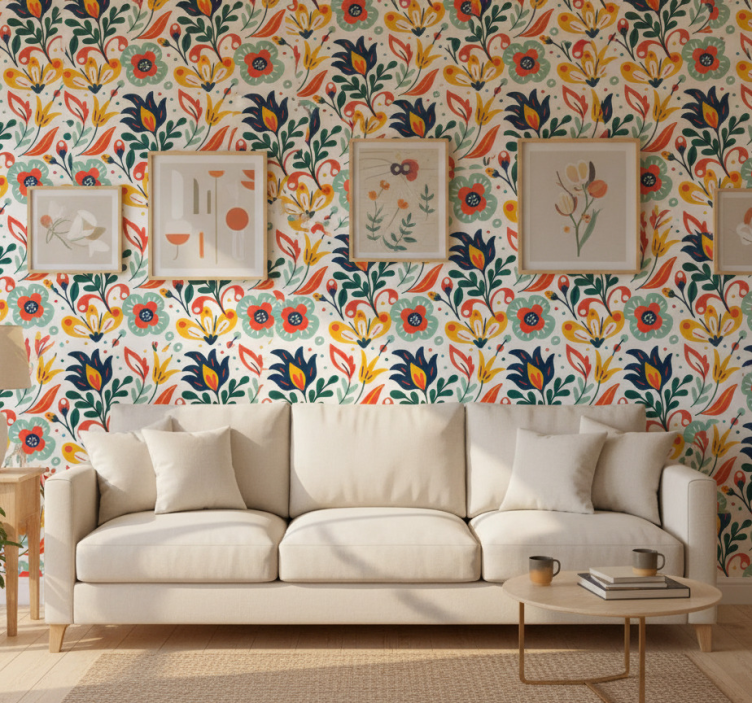 Modern wallpaper multicolor floral design - TenStickers