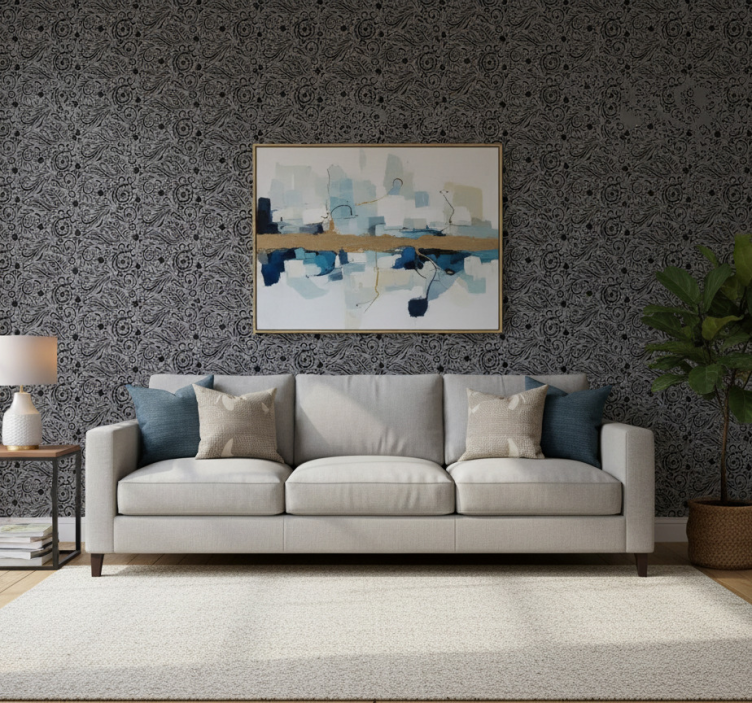 Modern wallpaper ornate swirl designs - TenStickers