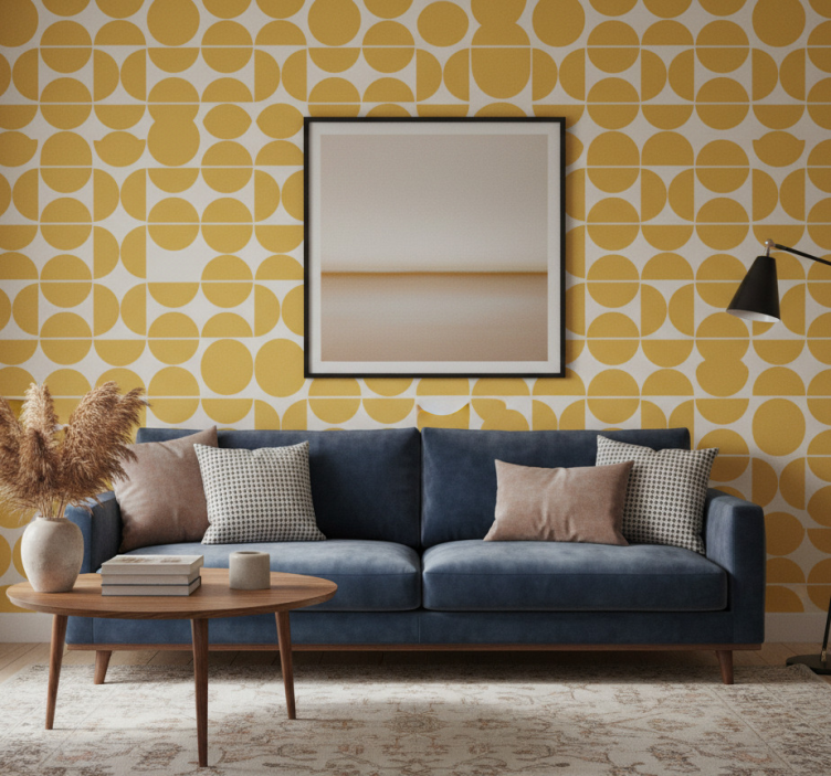 Modern wallpaper overlapping yellow circles - TenStickers