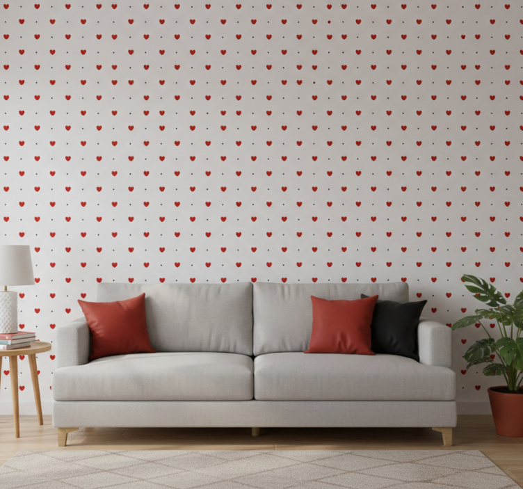 Modern wallpaper pattern-decor hearts and dots - TenStickers