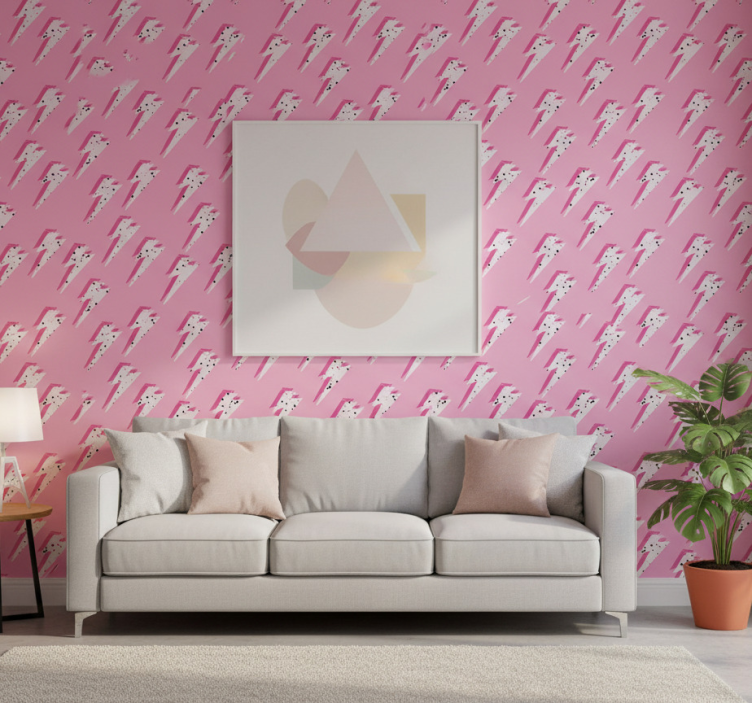 Modern wallpaper pink lightning bolt design - TenStickers