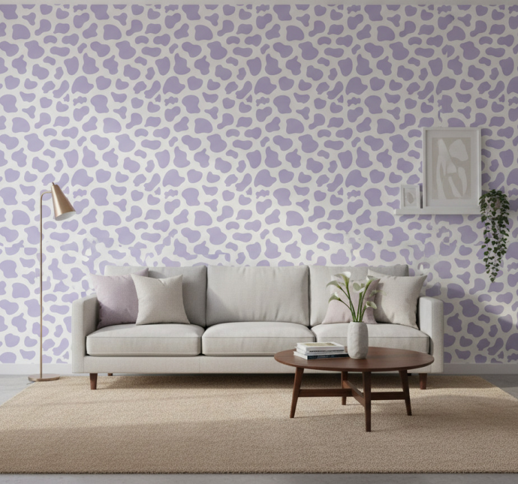 Modern wallpaper purple cow pattern - TenStickers
