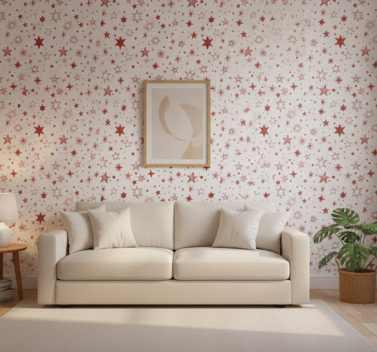 Modern wallpaper red watercolor star - TenStickers