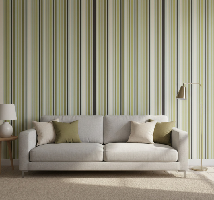 Modern wallpaper shades of green lines geometric pattern - TenStickers