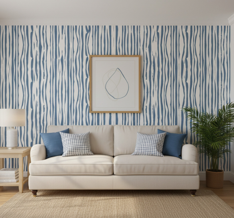 Modern wallpaper striped blue hampton style - TenStickers