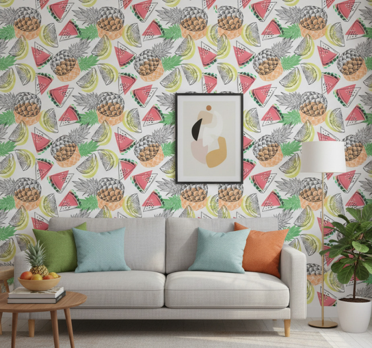 Modern wallpaper summer fruit vibrant design - TenStickers