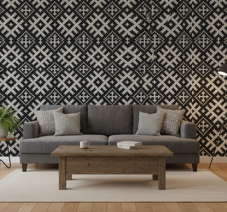 Modern wallpaper viking chained squares design - TenStickers