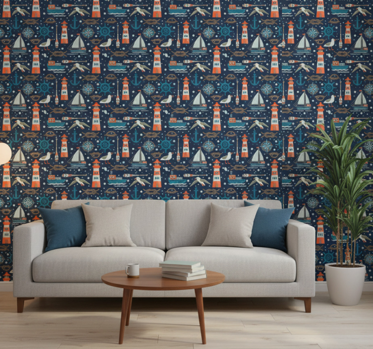 Modern wallpaper with a lovely sea pattern - TenStickers