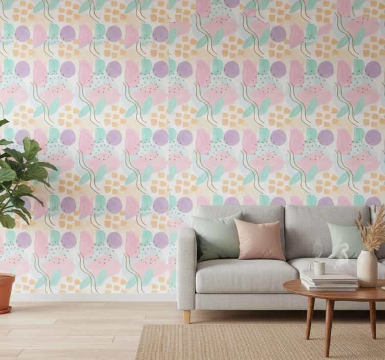 Modern wallpaper with abstract floral designs - TenStickers