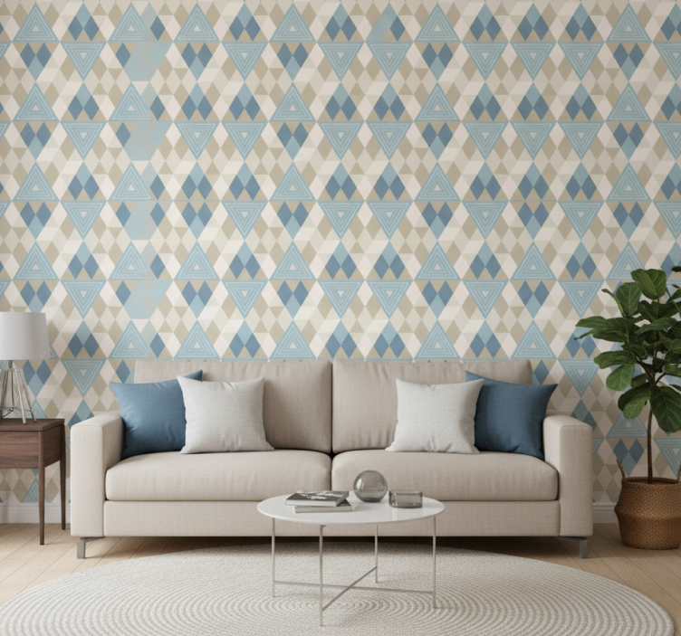 Modern wallpaper with geometric triangle design - TenStickers