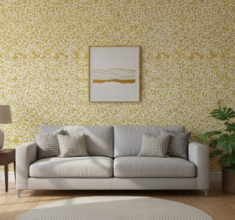 Modern wallpaper with golden pattern - TenStickers